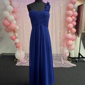 Elegant Blue One-Shoulder Dress